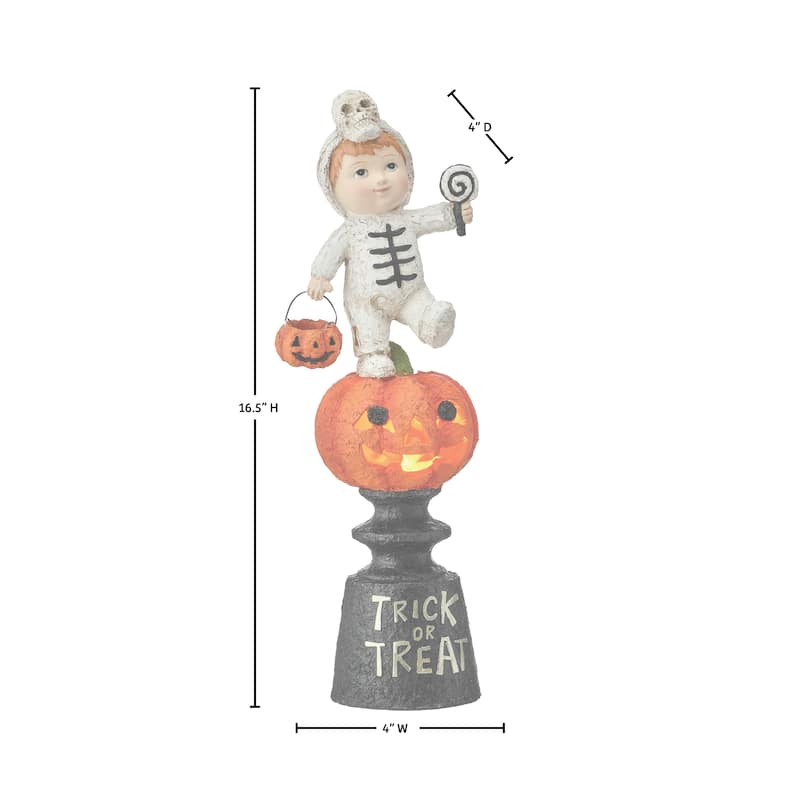 16.5" LED Pumpkin With Child