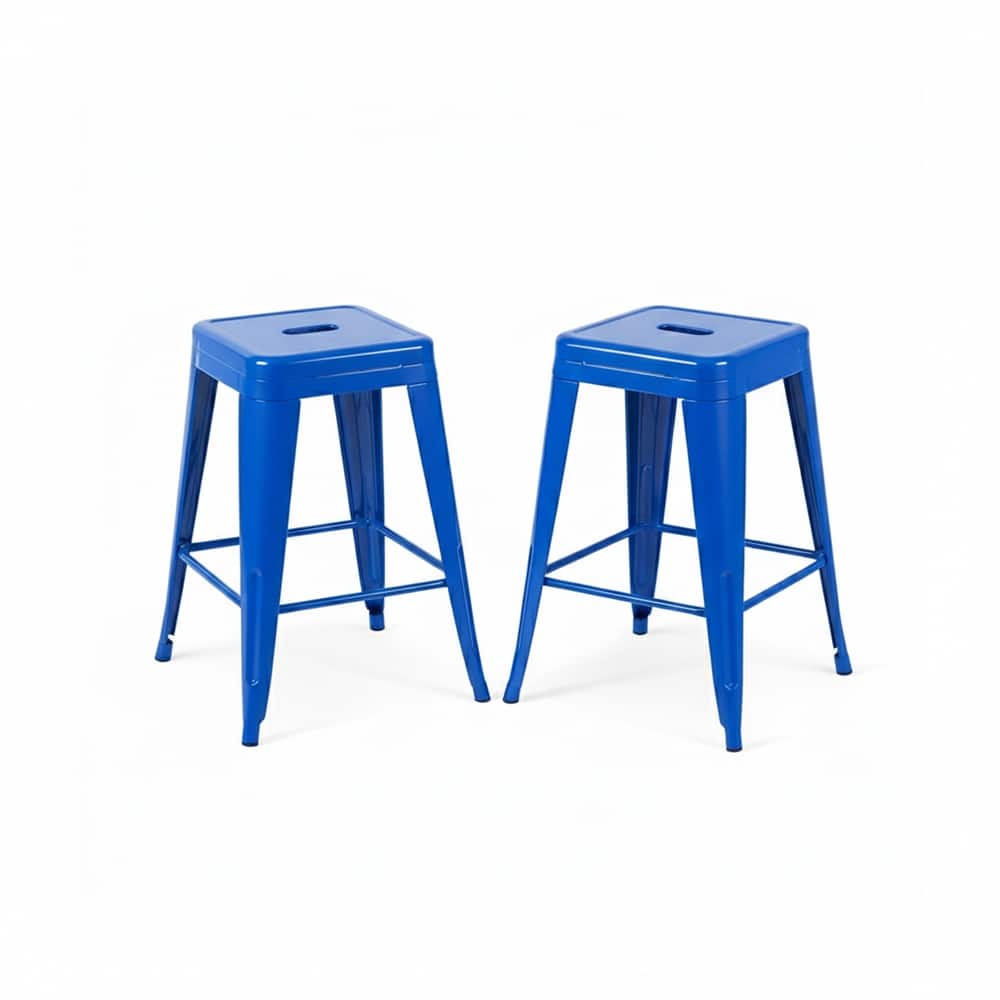 AC Pacific 24 Inch Industrial Stackable Metal Counter Stools Set of 2