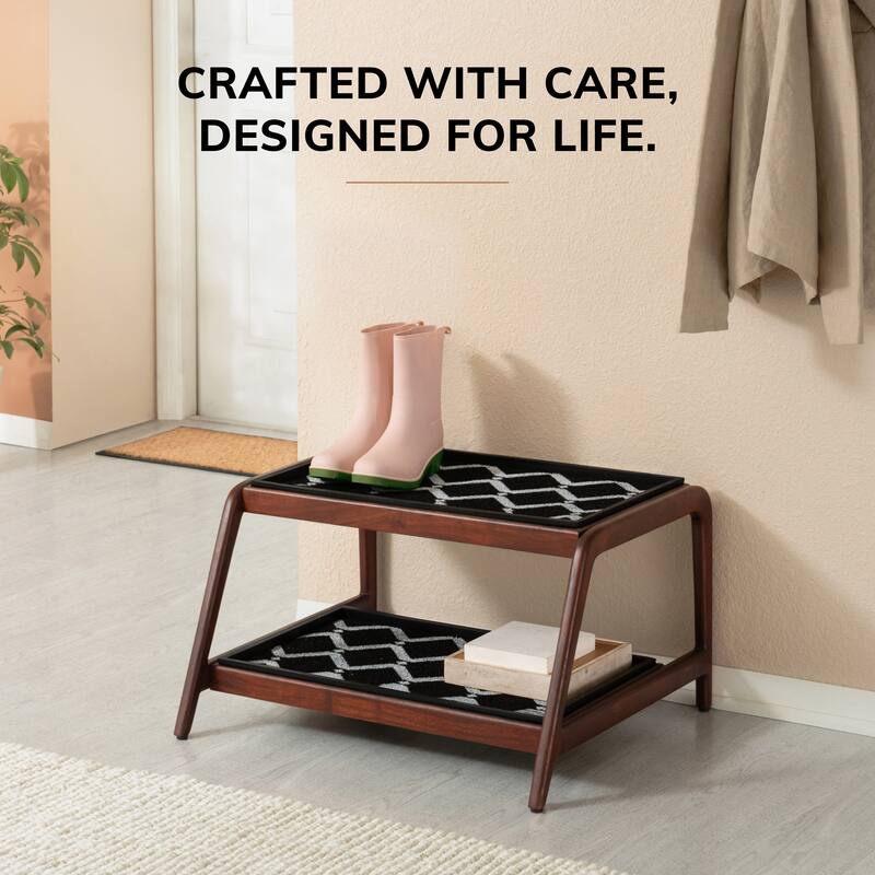 Jani Double-Tier Brown Stand 2-Pair Rubber Boot Trays