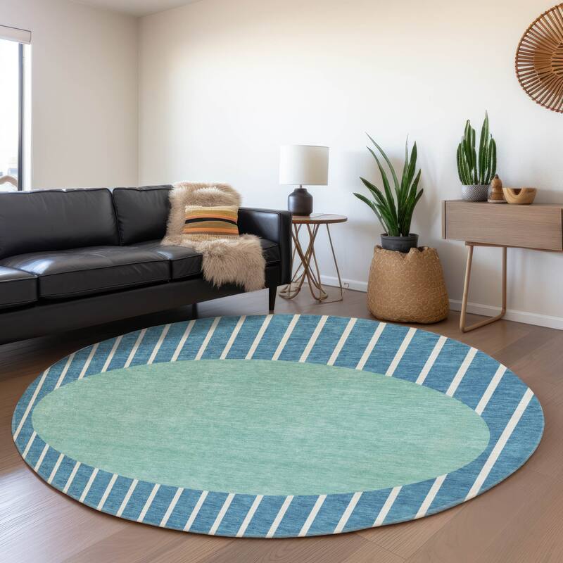 Premium Washable Super Soft Modern Zen Mayfield Rug - Teal - 8' x 8'