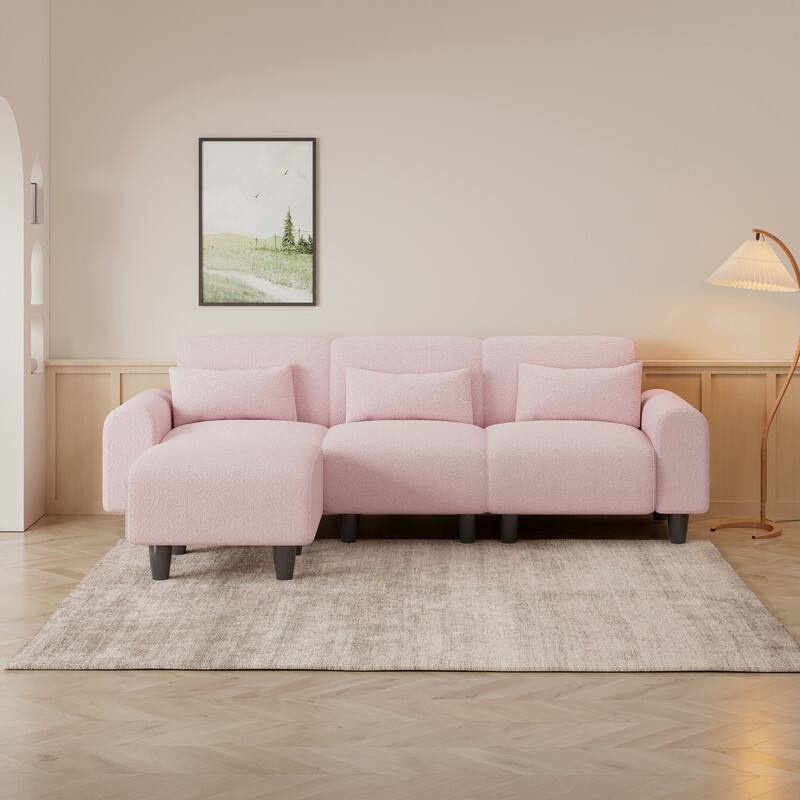 84.6" Teddy velvet L-shaped modular sofa