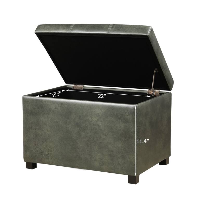 Adeco Faux Leather Storage Ottoman for Living Room Footstool