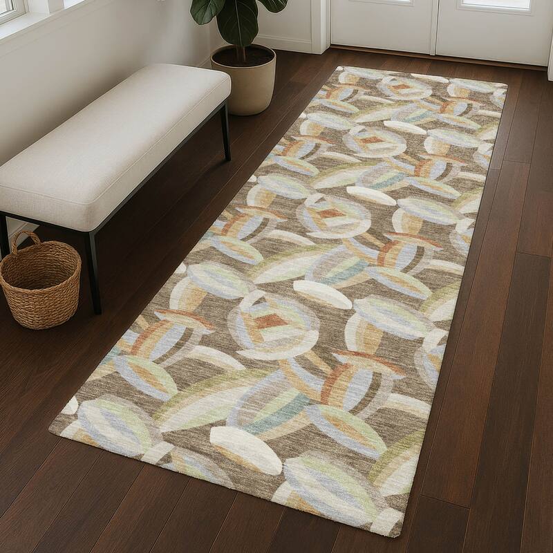 Machine Washable Indoor/ Outdoor Modern Heli Chantille Rug