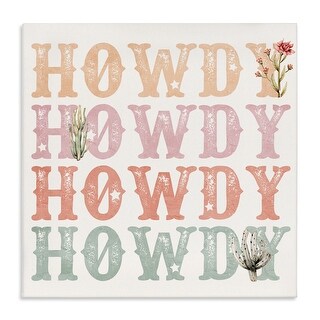 Stupell Vintage Howdy Rainbow Text Canvas Wall Art Design By Kim Allen ...