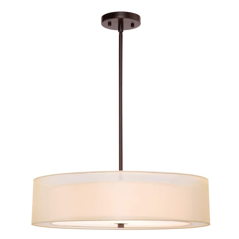 CO-Z 3-Light 20"W Double Drum Fabric Semi Flush Mounyt Pendant Chandelier