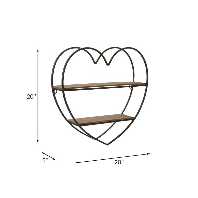 Sagebrook Home Two-tier Heart Shaped Metal Wall Shelf