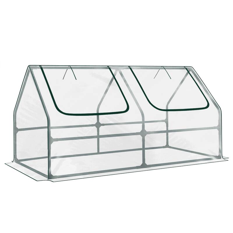 Aoodor Mini Greenhouse with 2 Zipper Doors, - 6'x3'x3'-PVC Cover