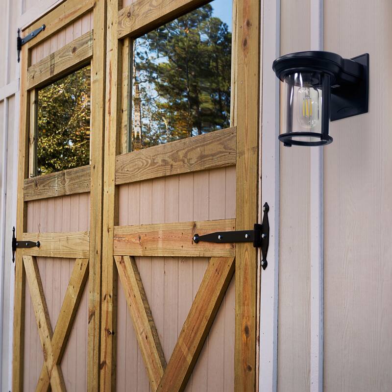 Solar Coach Outdoor Wall Sconce Lantern with Warm White Edison LED