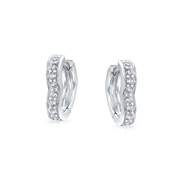 Round Cut White Cubic Zirconia Heart Hoop Earrings in 925 Sterling Silver