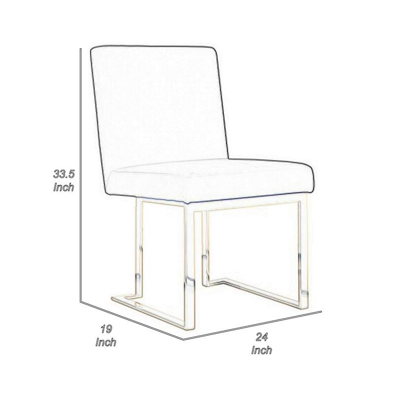 Boly 24 Inch Side Dining Chair Set of 2, Green Velvet, Gold Cantilever