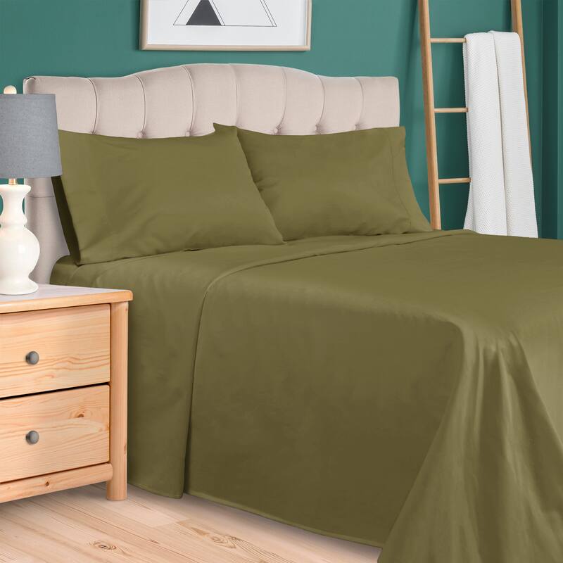Egyptian Cotton 300 Thread Count Solid Bed Sheet Set by Superior - California King - Sage