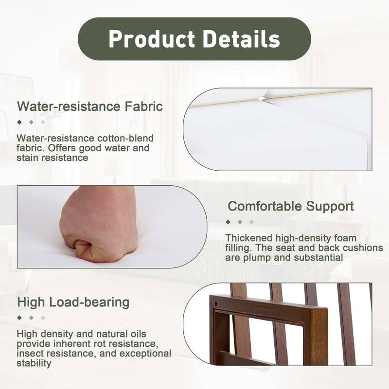 5-Piece Patio Wood Conversation Set with Loveseat, Chairs and Tables