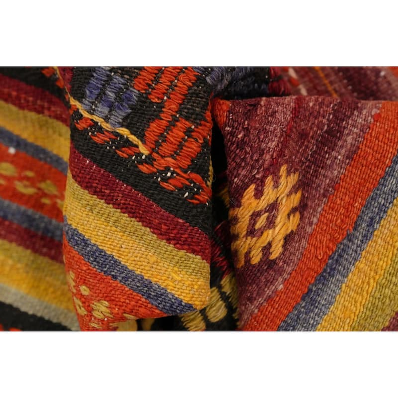 Hand Woven Oriental 100% Wool Carpet Southwestern Tribal Multi-Colored Kilim Area Rug - 8' 4'' X 5' 1''