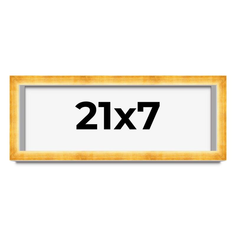 21x7 Shadow Box Frame Gold | 1.625 Inches Deep Real Wood Traditional
