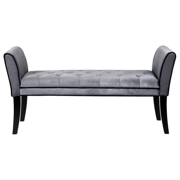 Shop Black Friday Deals On Armen Living Chatham Indoor Bench With Velvet Upholstery Overstock 32086797 Grey