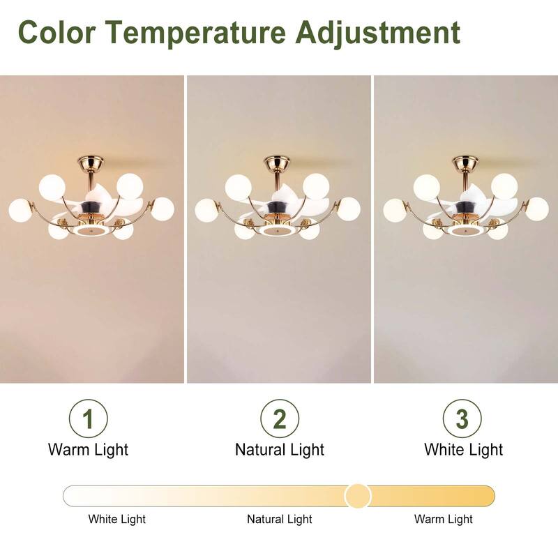 Indoor Black Modern Ceiling Fan with Light, Reversible Fandelier with Bulbs and Remote for Living Room