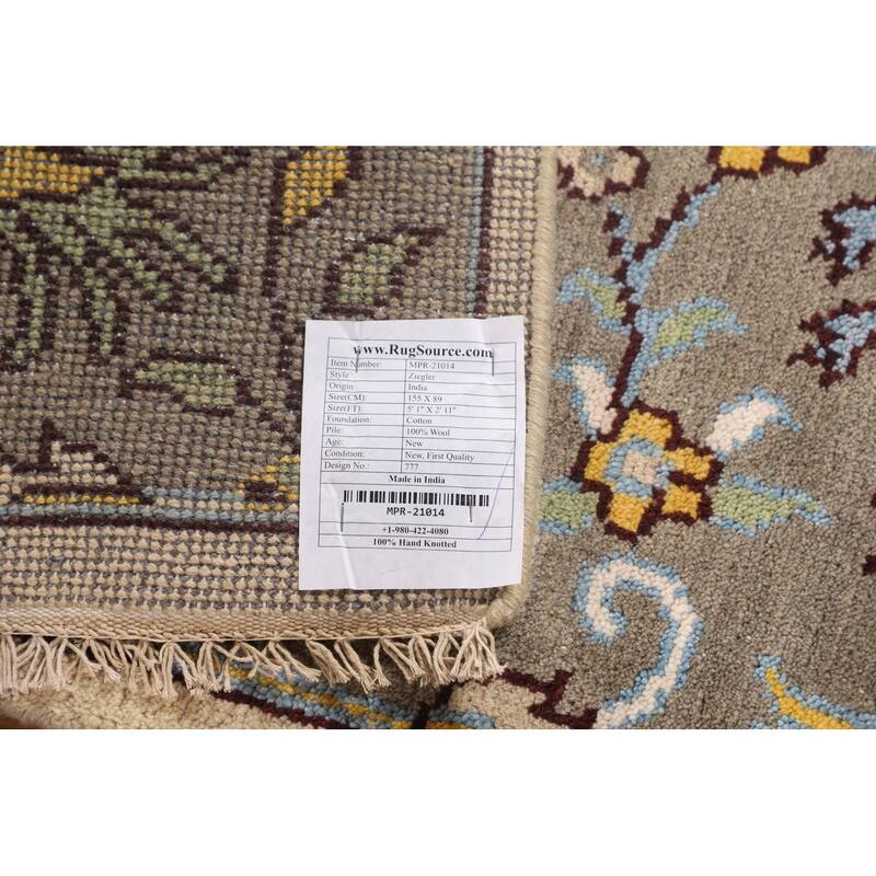 Animals Design Ziegler Indian Foyer Rug Handmade Wool Carpet - 2'11"x 5'1"