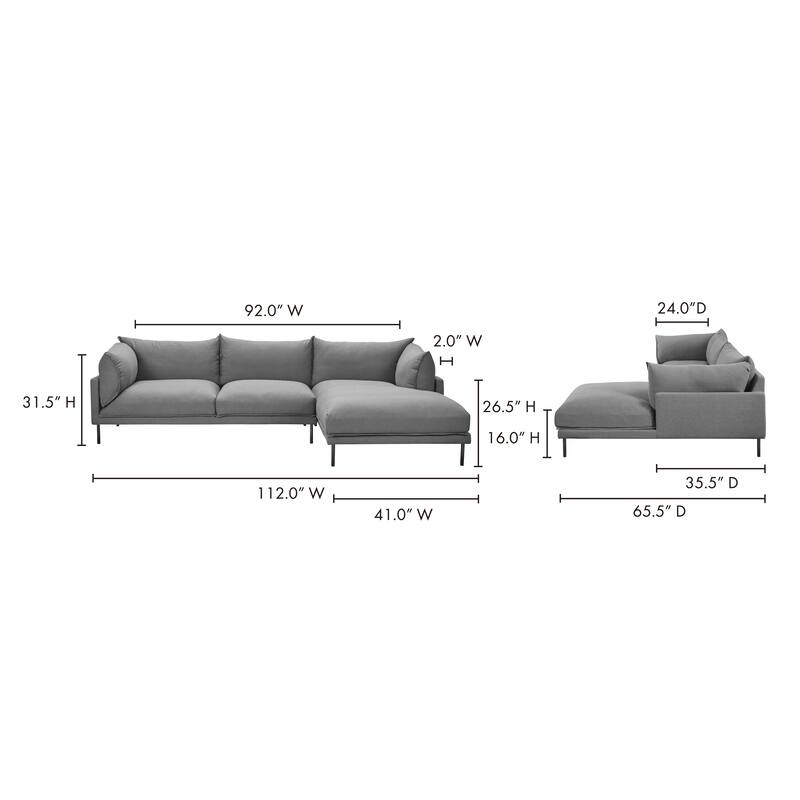 Aurelle Home Modern Deep Seat Chaise Sectional