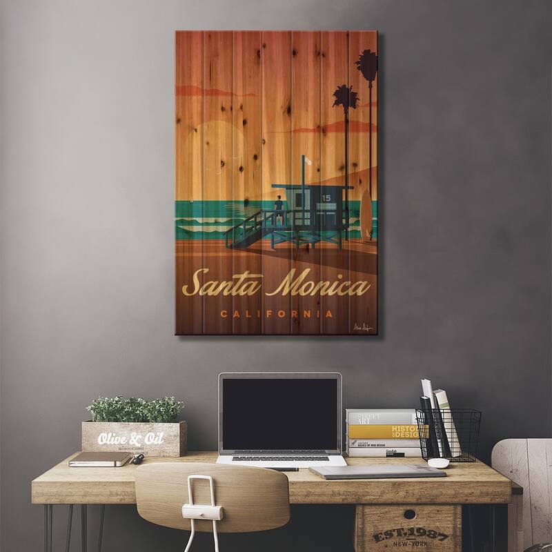 Santa Monica Print On Wood by IdeaStorm Studios - Multi-Color
