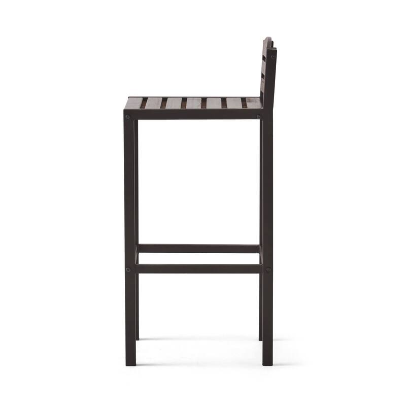 Milos Outdoor Acacia Wood Barstool (Set of 2) by Christopher Knight Home - 17.50" D x 15.75" W x 37.75" H