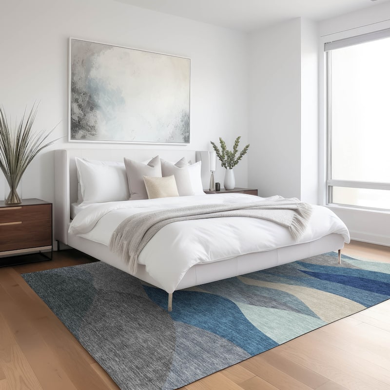 Machine Washable Indoor/ Outdoor Modern Horizon Chantille Rug