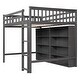 preview thumbnail 6 of 22, Full Size Loft Kids Bed with 8-Open Storage Shelves and Built-in Ladder, Space-Saving Design for Bedroom, Easy to Assemble, Grey