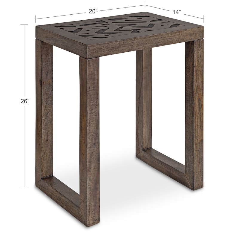 Kate and Laurel Elyria Wood Side Table - 20x14x26 - Engraved Gray