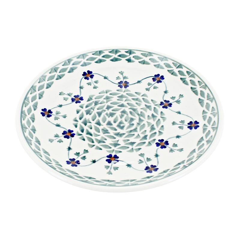 Blue Rose Polish Pottery Manufaktura Dessert Plate - Sage Floral
