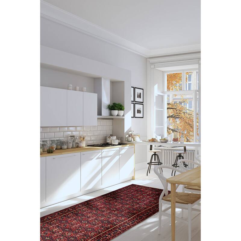 ECARPETGALLERY Hand-knotted Andelz Red Wool Rug - 3'2 x 13'0