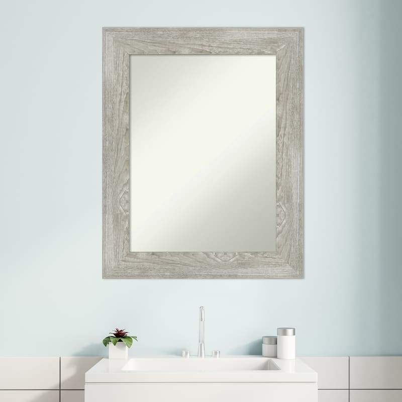 Non-Beveled Bathroom Wall Mirror - Dove Greywash Frame