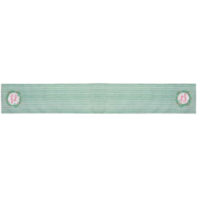 Striped Merry Christmas Rectangular Table Runner - 90"