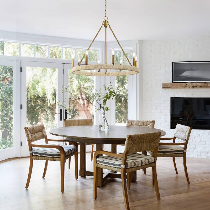 LamQee Rattan Kitchen Island Chandelier Corn Rope Woven Pendant