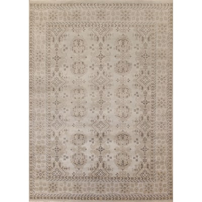 Geometric Oushak Oriental Area Rug Handmade Wool Carpet - 8'10"x 11'11"