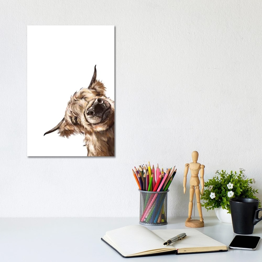 iCanvas "Sneaky Highland Cow" by Big Nose Work Canvas Print