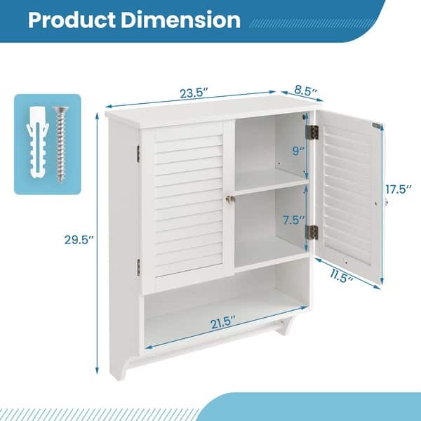 Costway Bathroom Wall Mounted Medicine with Louvered Doors