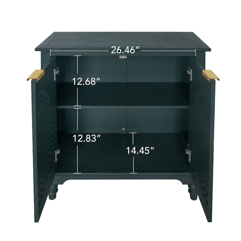 Roomfitters Hollow Carved Accent Cabinet, 2 Door Sideboard Buffet Storage Cabinet with Adjustable Shelf, Green