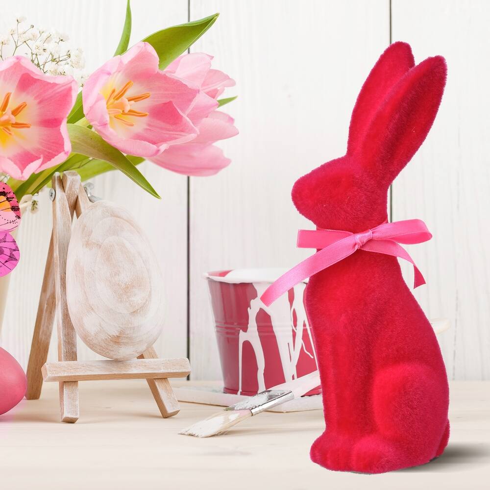 Terracotta Flocked Bunny 9.25" - 9.25