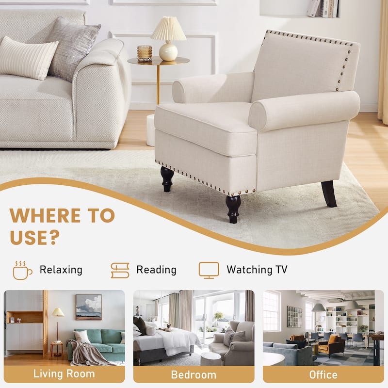 Huimo Modern Nailhead Accent Chair Arm Chairs Set of 2