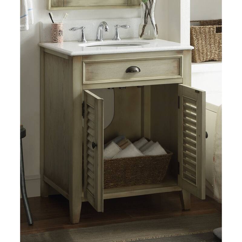 Benton Collection 26" Bayview Single Sink Bathroom Vanity With Mirror