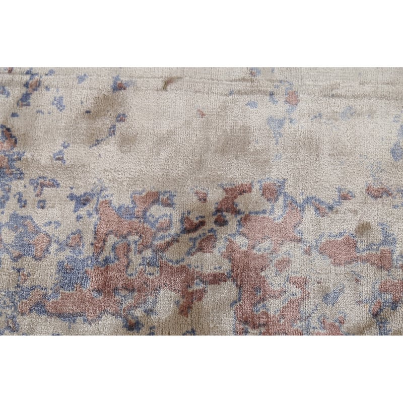 Abstract Indian Foyer Rug Hand-Knotted Contemporary Wool Carpet - 4'5"x 6'4"