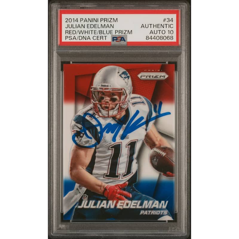 Julian Edelman 2014 Panini Red White Blue Prizm Signed Card #34 Auto PSA 10 8068 - 8'6" x 11'6"