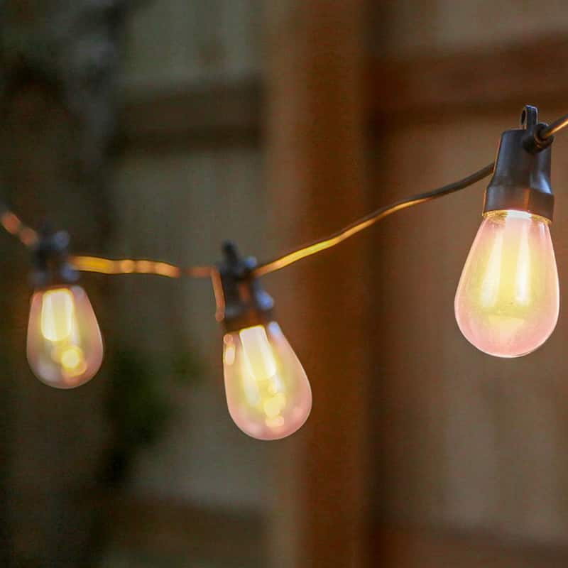 Brightech Ambience Pro 12-Light 27 ft. Outdoor Solar 1W 2700k LED S14 Edison Flame Bulb String-Light