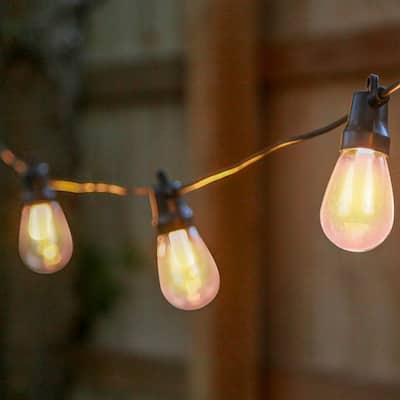 Brightech Ambience Pro 12-Light 27 ft. Outdoor Solar 1W 2700k LED S14 Edison Flame Bulb String-Light