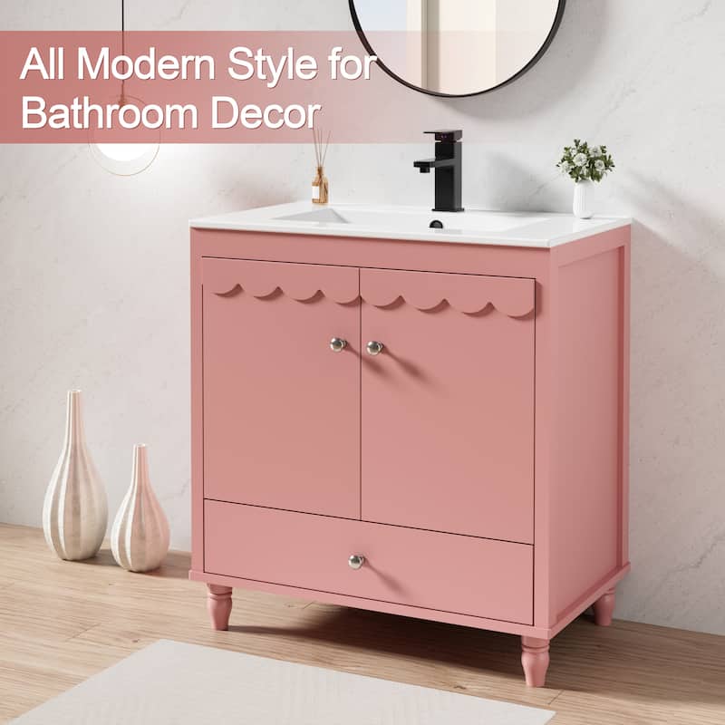 Lace Trim Freestanding Bathroom Vanity Set - Perfect for Bathrooms