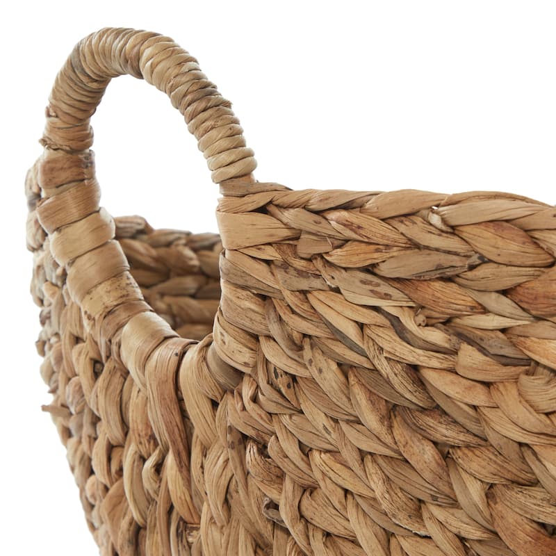 Seagrass Handmade Large Woven Decorative and Functional Storage Basket with Handles - Brown, White, Black