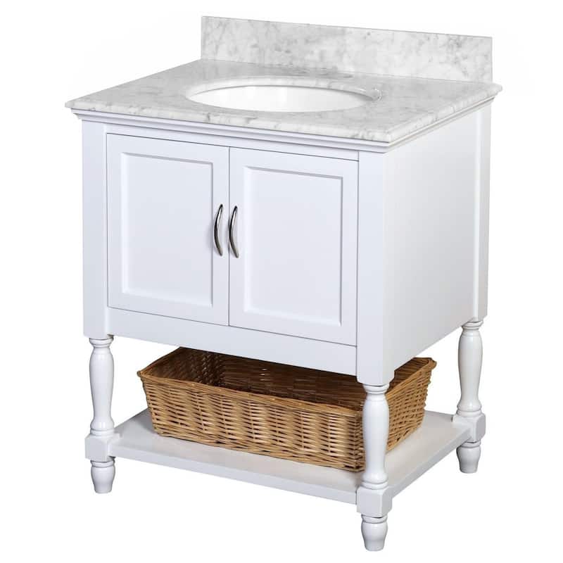 KitchenBathCollection Beverly 30" BathroomVanity w/ Carrara Marble Top