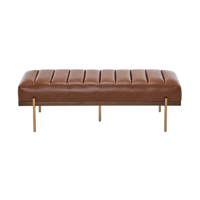 Christopher Knight Home - Sunfay Modern Channel Tufted Bench with Gold Base for Stylish Home Accents
