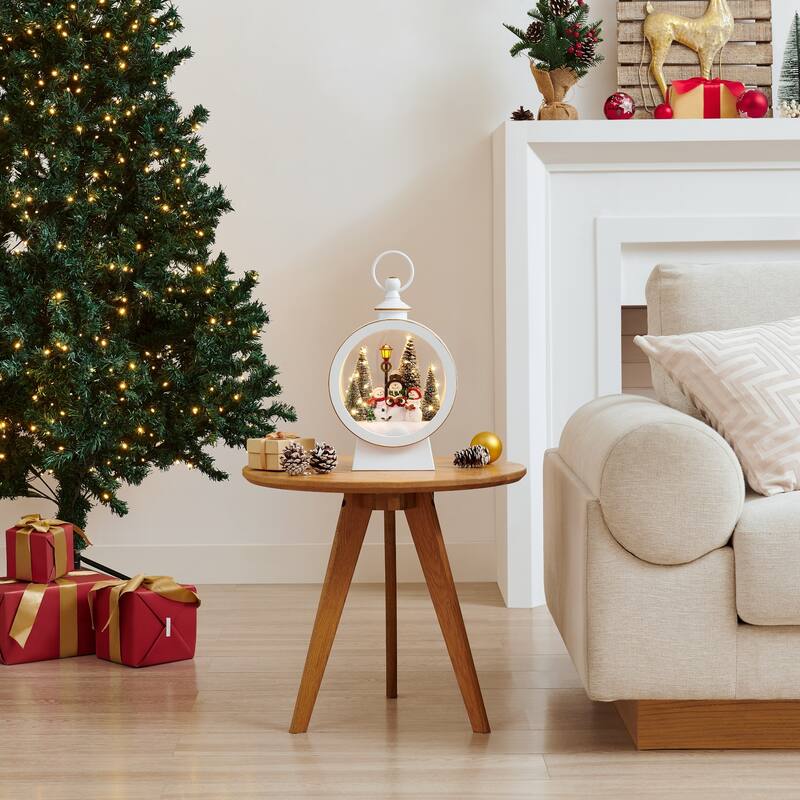 LED Lighted Snowman Family Winter Scene Lantern Christmas Decoration - 15"