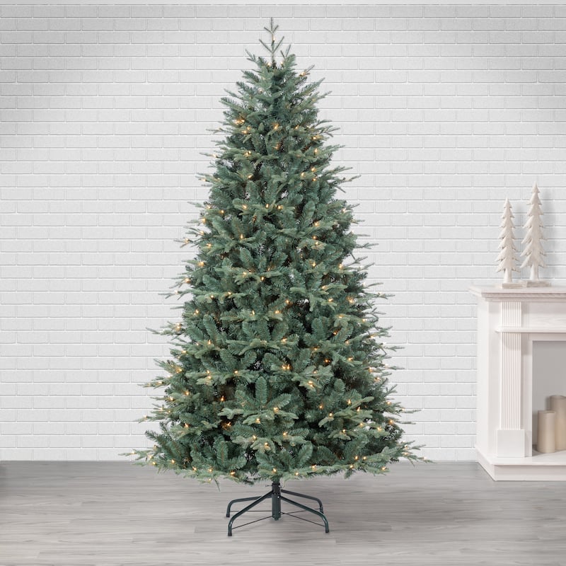 7 Foot Pre Lit Natural Cut Blue Spruce with 400 UL Clear Lights - N/A