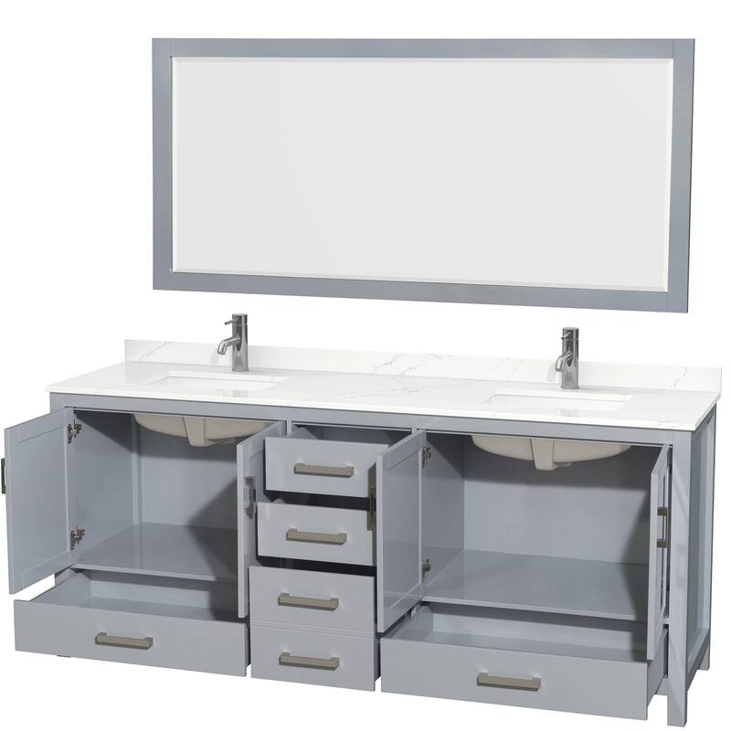 Wyndham Collection WCS141480D-QTZ-UNSM70 Sheffield 80" Free Standing